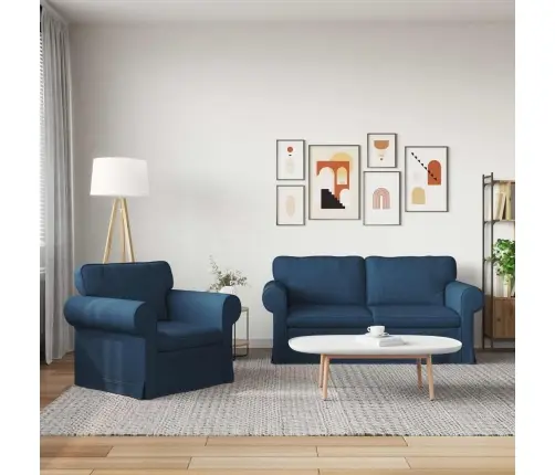 Sofa 140Cm 2 Pcs Mėlyna Metalas