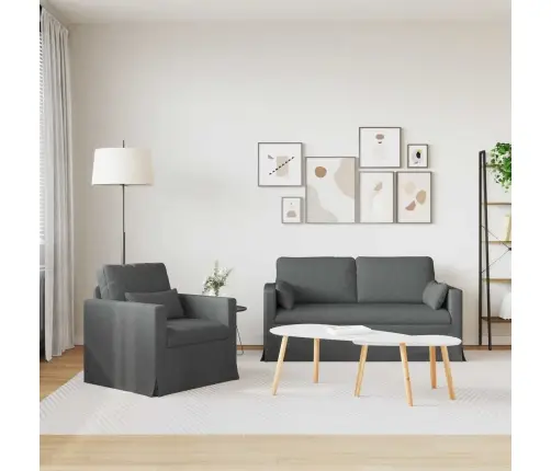 Dīvāns 2 Pcs Tumši Pelēks Metāls Vidaxl