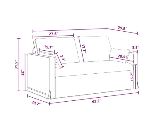 Dīvāns 2 Pcs Tumši Pelēks Metāls Vidaxl