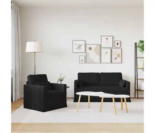 Dīvāns 2 Pcs Melna Metāls Vidaxl