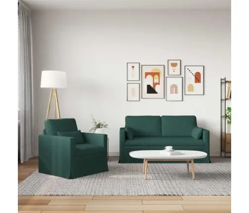 Dīvāns 2 Pcs Tumši Zaļš Metāls Vidaxl