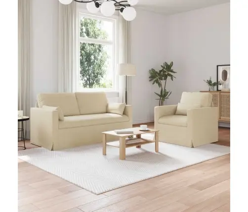 Dīvāns 2 Pcs Krēmkrāsa Metāls Vidaxl