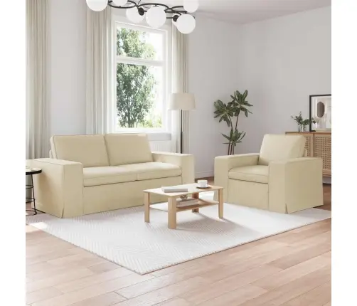 Diivan 2 Pcs Cream 182 X 80 X 82 Cm Kangas