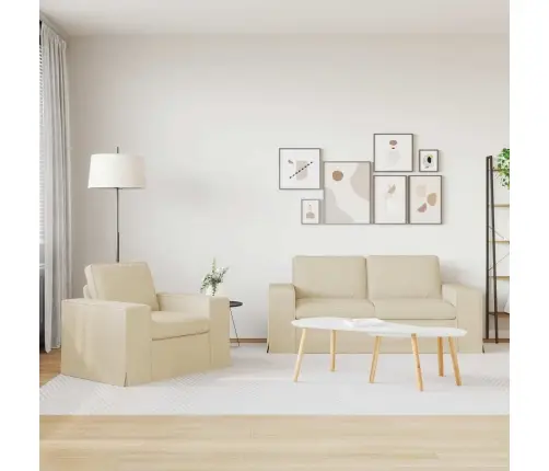 Diivan 2 Pcs Cream 182 X 80 X 82 Cm Kangas