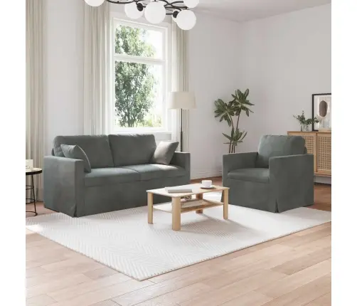 Dīvāns 2 Pcs Tumši Pelēks Vidaxl