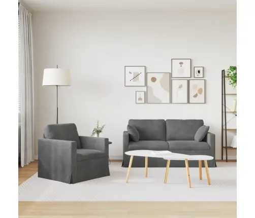 Dīvāns 2 Pcs Tumši Pelēks Vidaxl