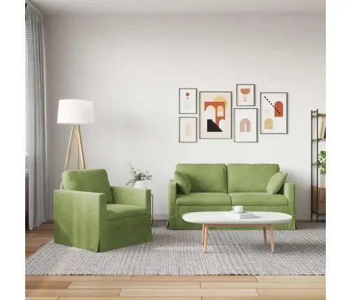 Sofa 2 Pcs Šviesiai Žalia 158 X 78 X 80 Cm Aksomas
