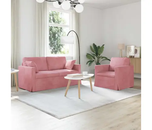 Diivan 2 Pcs Roosa 158 X 78 X 80 Cm Samet