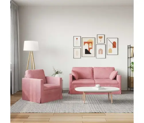 Diivan 2 Pcs Roosa 158 X 78 X 80 Cm Samet