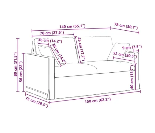 Dīvāns 2 Pcs Melna Vidaxl