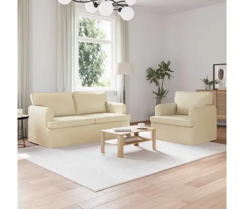 Dīvāns 2 Pcs Krēmkrāsa Metāls Vidaxl