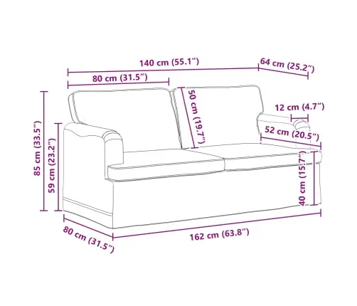 Dīvāns 2 Pcs Krēmkrāsa Metāls Vidaxl