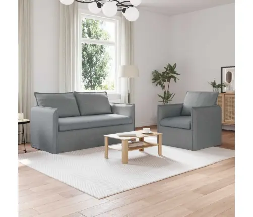 Sofa 2 Pcs Šviesiai Pilka 196 X 82 X 85 Cm Audinys