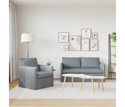 Sofa 2 Pcs Šviesiai Pilka 196 X 82 X 85 Cm Audinys