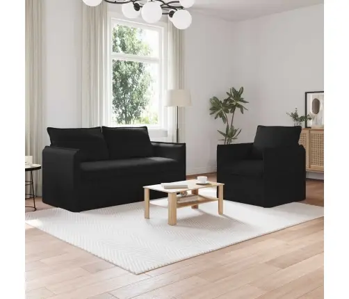 Sofa 2 Pcs Juoda 196 X 82 X 85 Cm Audinys