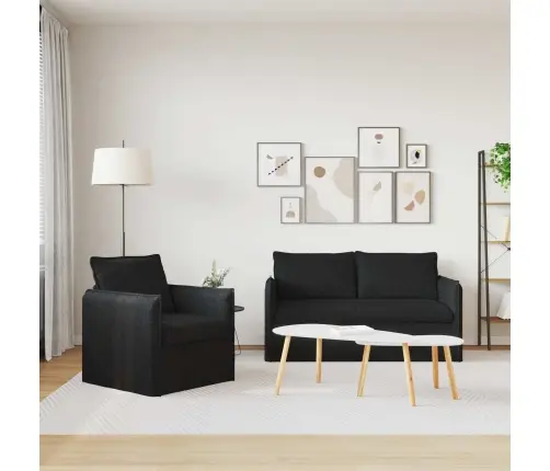 Sofa 2 Pcs Juoda 196 X 82 X 85 Cm Audinys