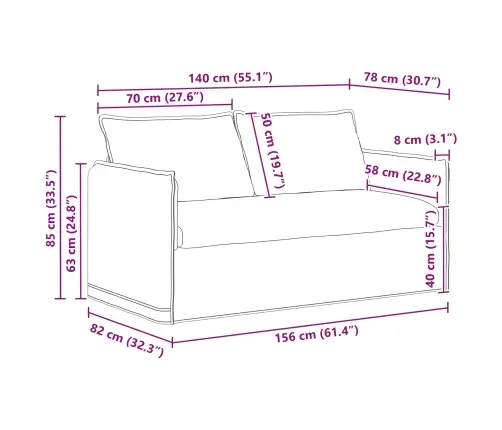 Dīvāns 2 Pcs Krēmkrāsa Metāls Vidaxl