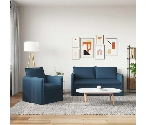 Dīvāns 140Cm 2 Pcs Zila Metāls Vidaxl