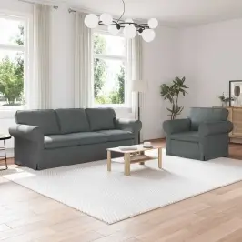 Sofa 2 Pcs Tamsiai Pilka 215 X 82 X 80 Cm Audinys