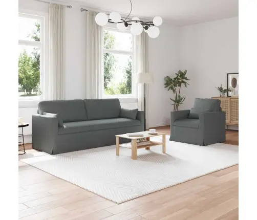 Sofa 2 Pcs Tamsiai Pilka 198 X 78 X 80 Cm Audinys