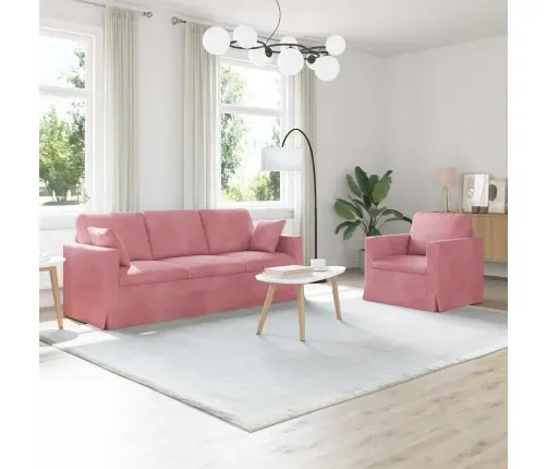 Sofa 2 Pcs Rožinė 198 X 78 X 80 Cm Aksomas