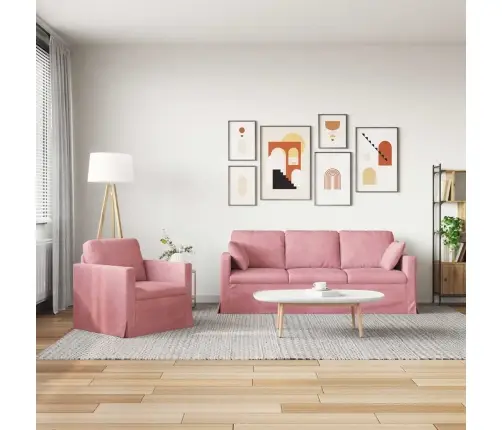 Sofa 2 Pcs Rožinė 198 X 78 X 80 Cm Aksomas