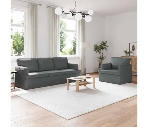 Sofa 2 Pcs Tamsiai Pilka 144 X 80 X 85 Cm Audinys