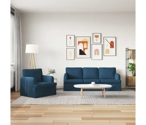 Sofa 180Cm 2 Pcs Mėlyna Metalas