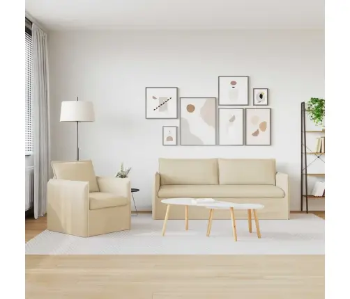 Dīvāns 2 Pcs Krēmkrāsa Metāls Vidaxl