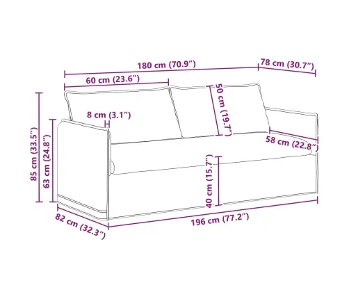 Dīvāns 2 Pcs Krēmkrāsa Metāls Vidaxl