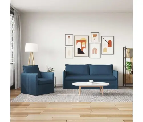 Sofa 180Cm 2 Pcs Mėlyna Metalas