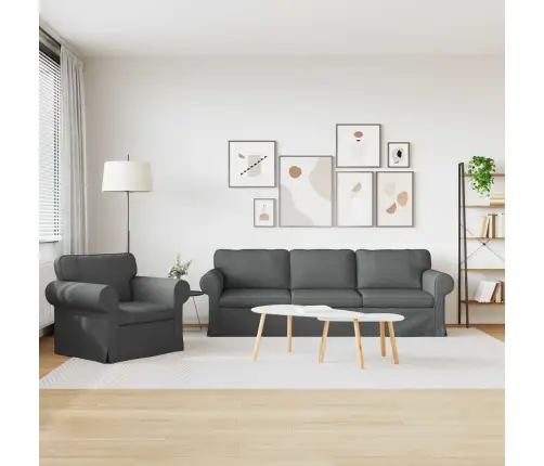 Sofa 2 Pcs Tamsiai Pilka 245 X 82 X 80 Cm Audinys