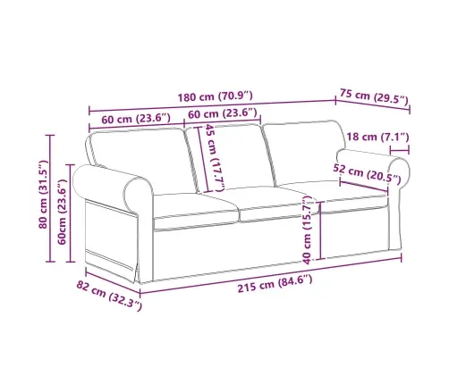 Dīvāns Gaiši Pelēks 215 X 82 X 80 Cm Metāls Vidaxl