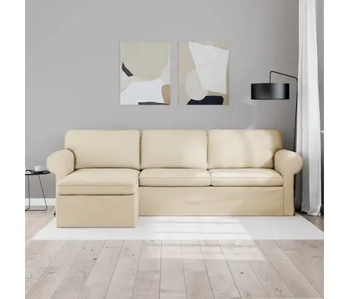 Dīvāns Krēmkrāsa 215 X 138 X 80 Cm Metāls Vidaxl