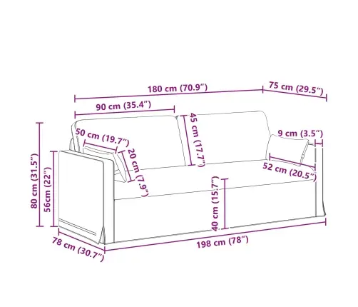 Dīvāns Tumši Pelēks 198 X 78 X 80 Cm Metāls Vidaxl