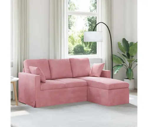 Sofa Rožinė 198 X 134 X 80 Cm Aksomas