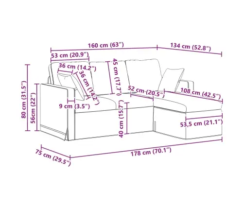 Dīvāns Krēmkrāsa Vidaxl