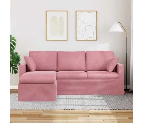 Sofa Rožinė 198 X 134 X 80 Cm Aksomas