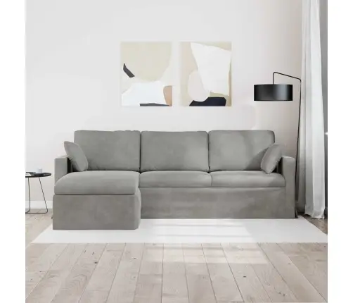 Sofa Šviesiai Pilka 198 X 134 X 80 Cm Aksomas