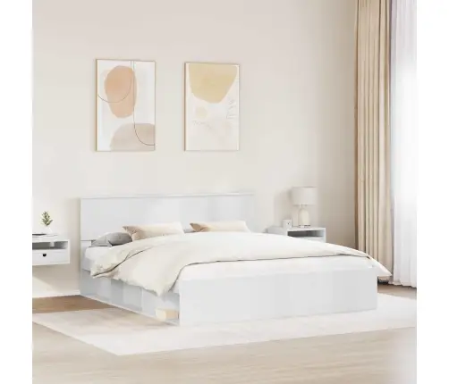 Lovos Rėmas Su Galvūgalio Balta 200 X 200 Cm Apdirbta Mediena