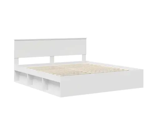 Lovos Rėmas Su Galvūgalio Balta 200 X 200 Cm Apdirbta Mediena