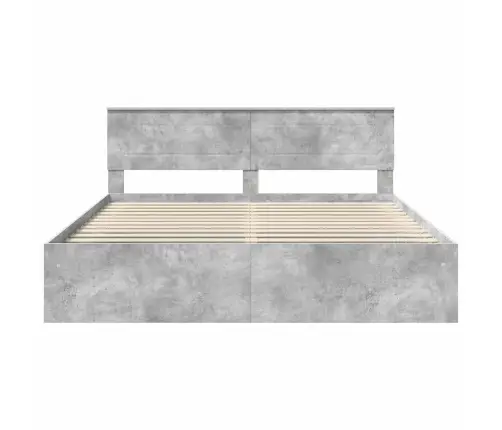 Gultas Rāmis Betons 200 X 200 Cm Inženierijas Koks Vidaxl