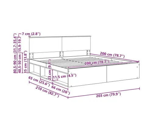 Gultas Rāmis Betons 200 X 200 Cm Inženierijas Koks Vidaxl