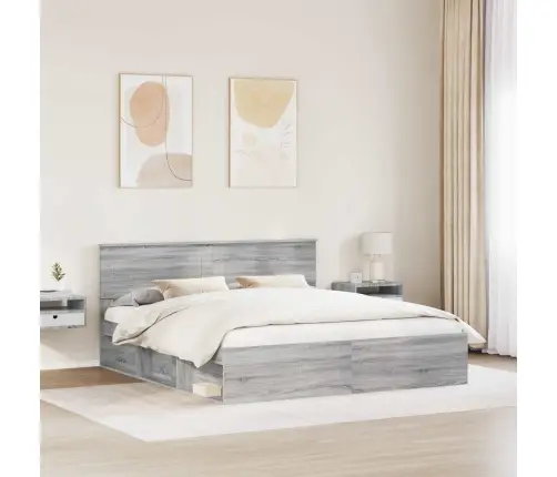 Lovos Rėmas Pilkas Sonoma 200 X 200 Cm Apdirbta Mediena