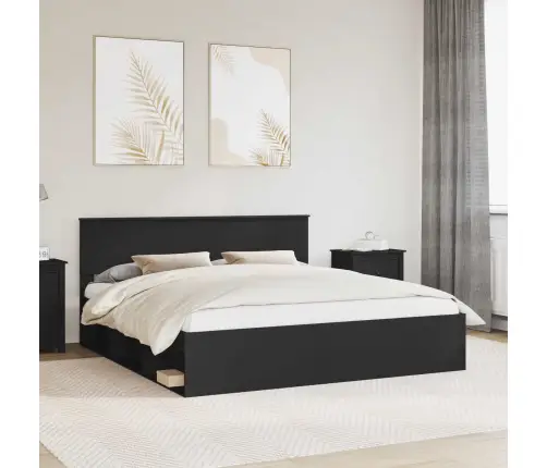 Gultas Rāmis Melna 180 X 200 Cm Inženierijas Koks Vidaxl