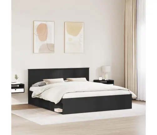Gultas Rāmis Melna 180 X 200 Cm Inženierijas Koks Vidaxl