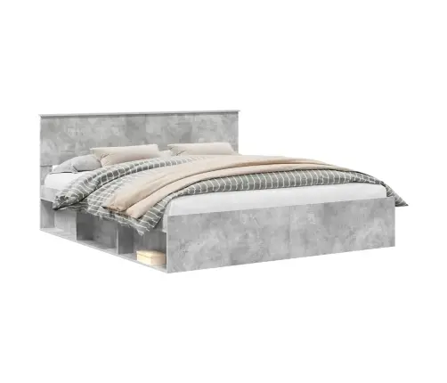 Gultas Rāmis Betons 180 X 200 Cm Inženierijas Koks Vidaxl