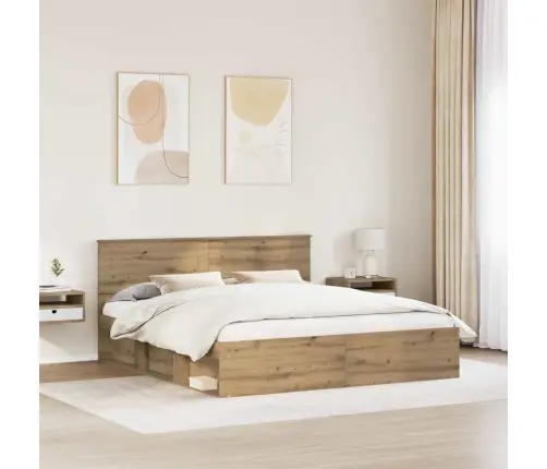 Gultas Rāmis Mākslīgā Ozola 180 X 200 Cm Inženierijas Koks Vidaxl