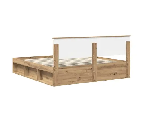 Gultas Rāmis Mākslīgā Ozola 180 X 200 Cm Inženierijas Koks Vidaxl