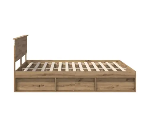 Gultas Rāmis Mākslīgā Ozola 180 X 200 Cm Inženierijas Koks Vidaxl